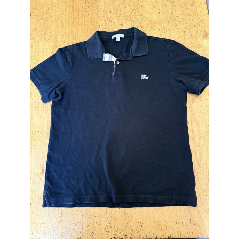 Burberry Brit London Classic Fit Black Polo Shirt Size M Measurements In Pics
